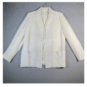 Vintage Anthony Muto A M P M Open Blazer Jacket White Sequin Embellished Women